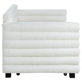 Patricia Boucle Upholstered Twin Day Bed with Trundle White - Tampa Furniture Outlet