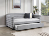 Patricia Boucle Upholstered Twin Day Bed with Trundle Grey - Tampa Furniture Outlet
