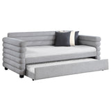 Patricia Boucle Upholstered Twin Day Bed with Trundle Grey - Tampa Furniture Outlet