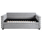 Patricia Boucle Upholstered Twin Day Bed with Trundle Grey - Tampa Furniture Outlet