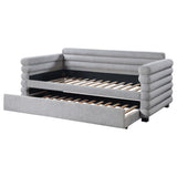 Patricia Boucle Upholstered Twin Day Bed with Trundle Grey - Tampa Furniture Outlet