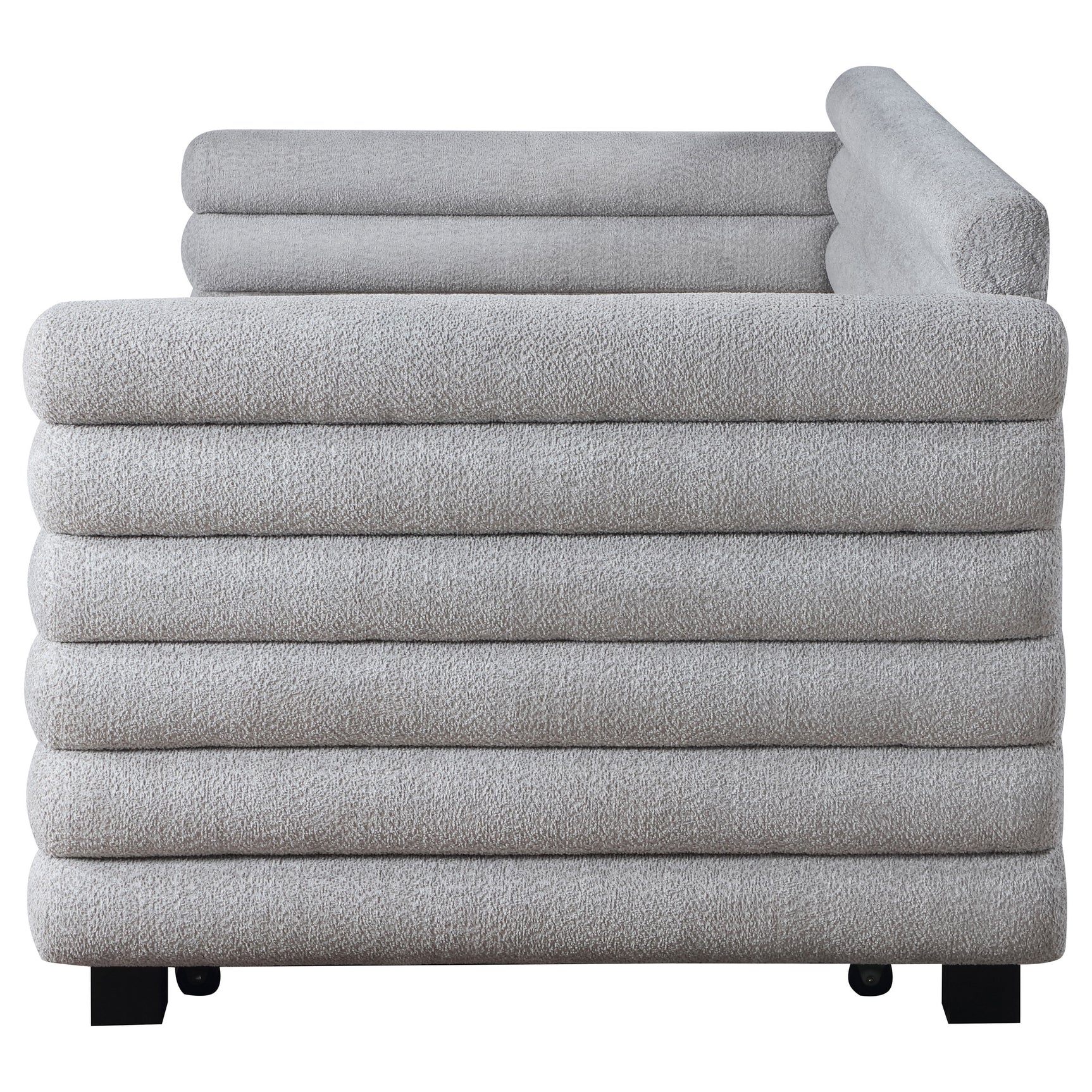 Patricia Boucle Upholstered Twin Day Bed with Trundle Grey - Tampa Furniture Outlet