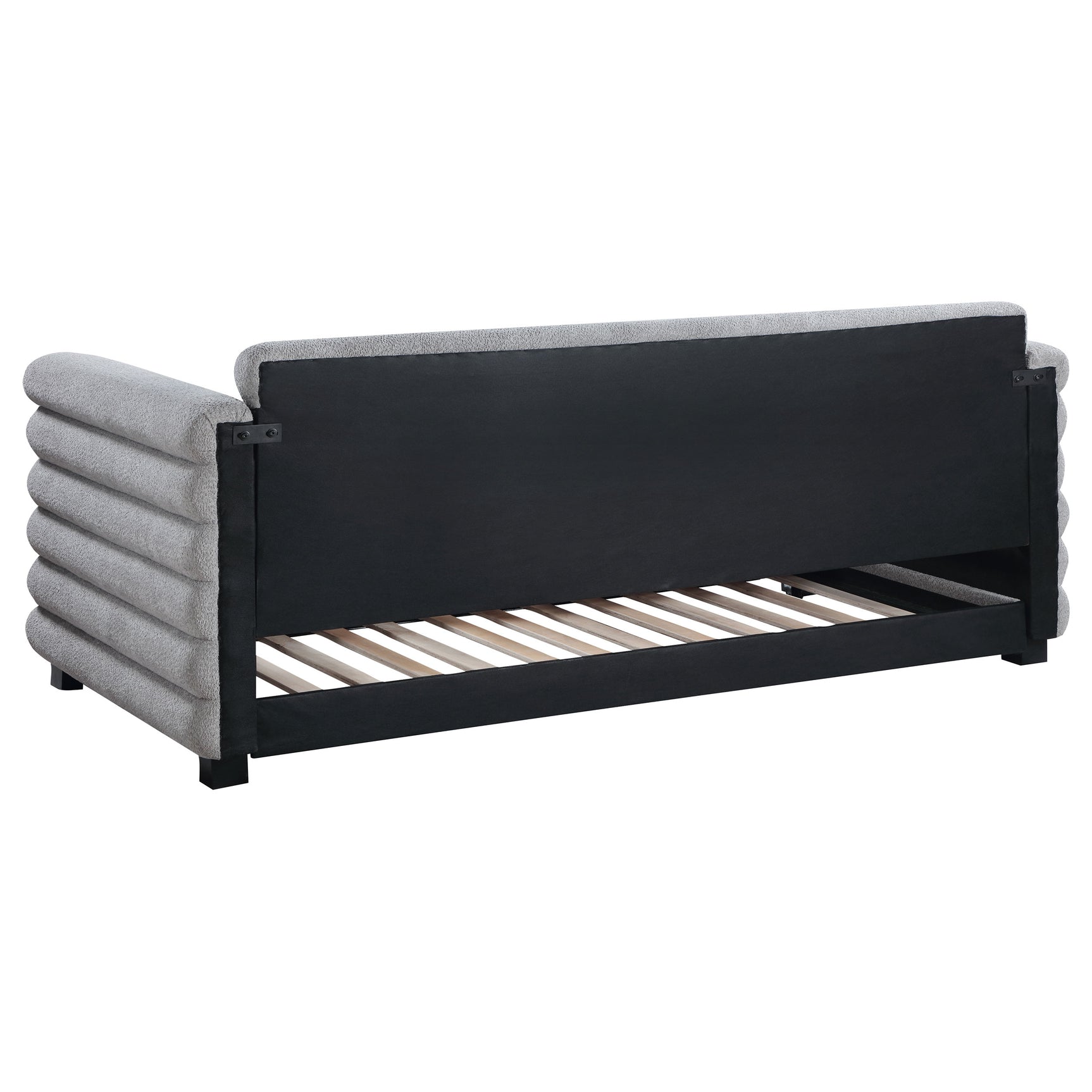 Patricia Boucle Upholstered Twin Day Bed with Trundle Grey - Tampa Furniture Outlet