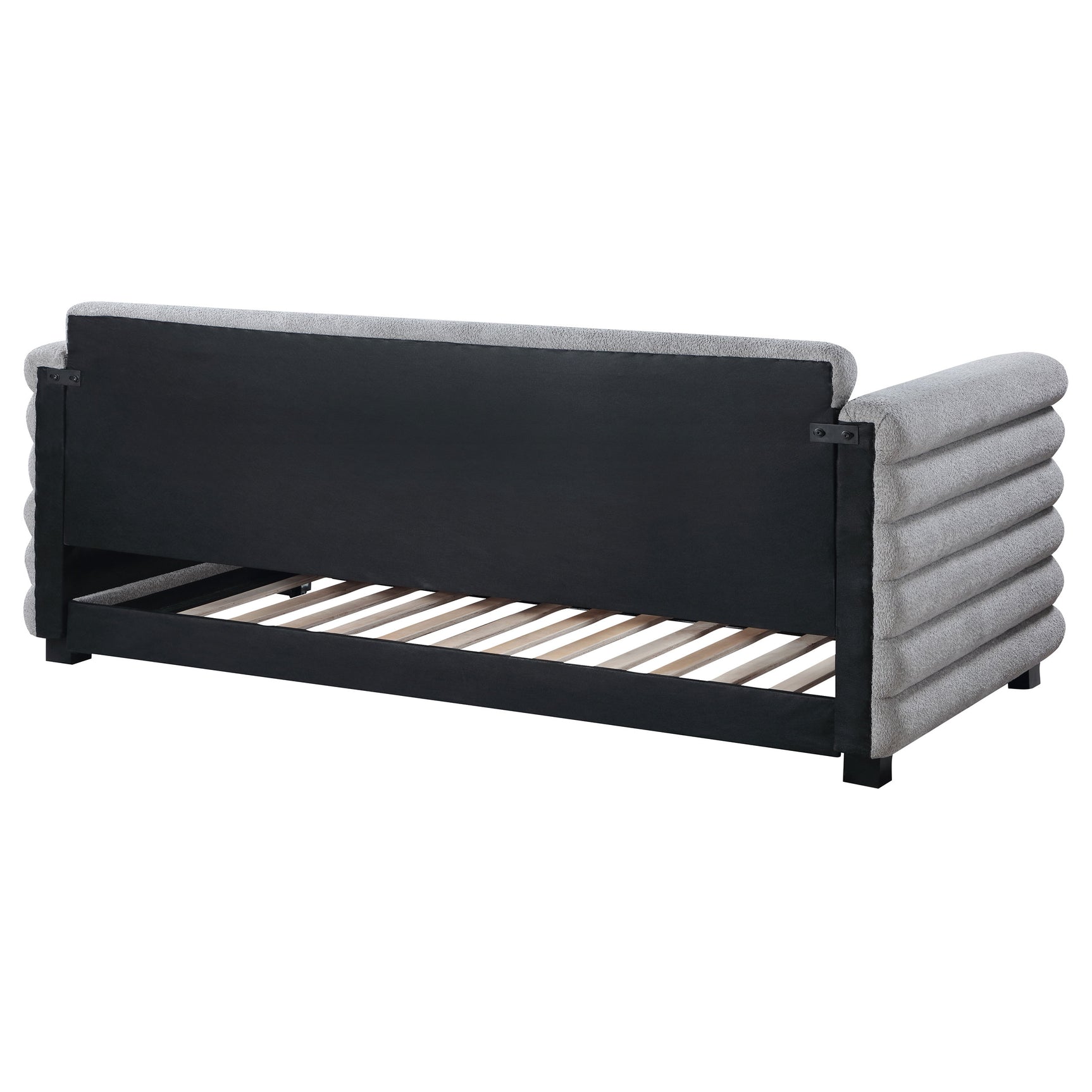 Patricia Boucle Upholstered Twin Day Bed with Trundle Grey - Tampa Furniture Outlet