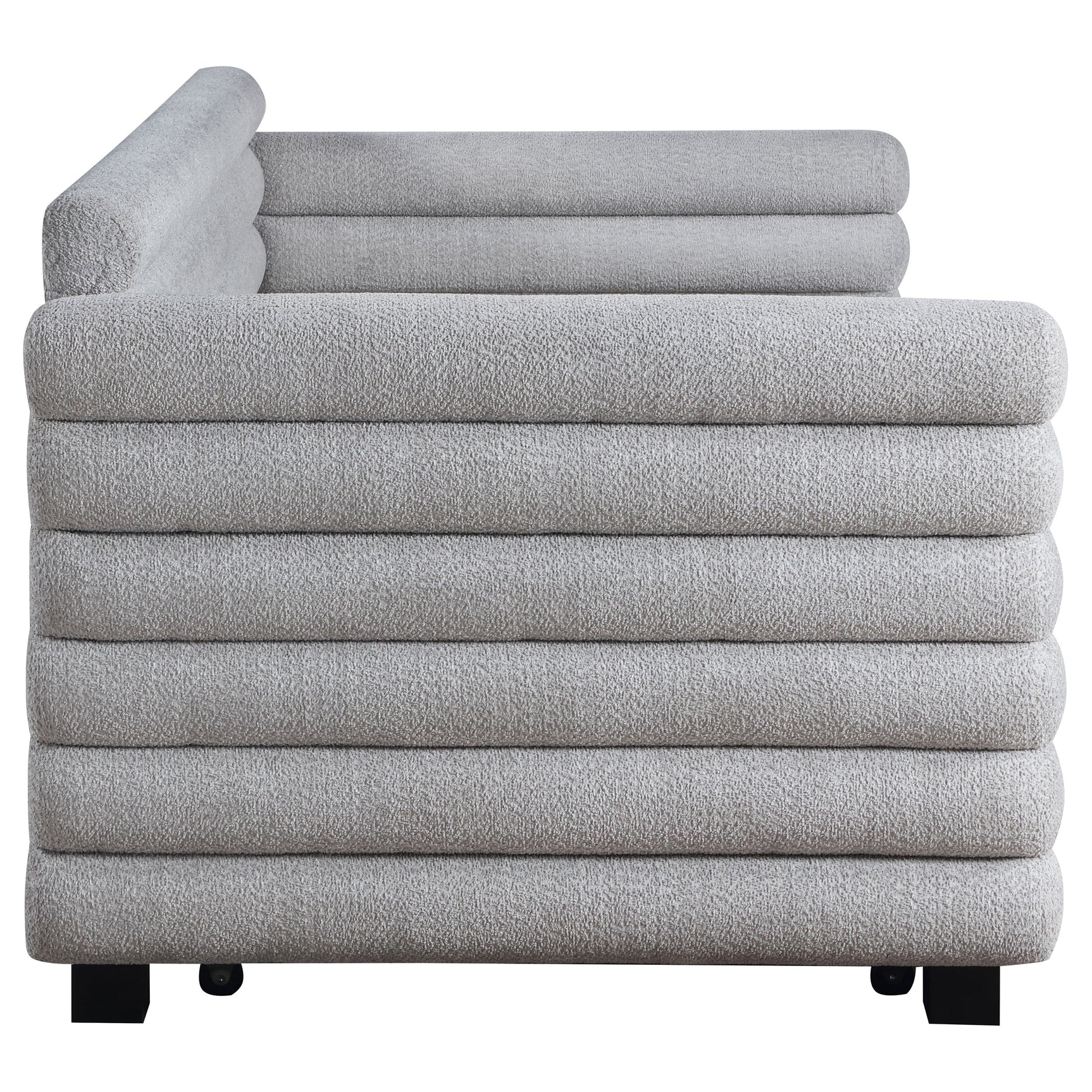 Patricia Boucle Upholstered Twin Day Bed with Trundle Grey - Tampa Furniture Outlet