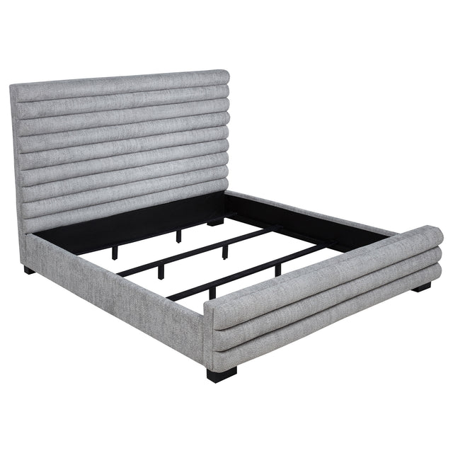 Tampa Furniture Outlet - Coaster - Patricia 58-inch Boucle Upholstered Eastern King Bed Grey - 300719KE