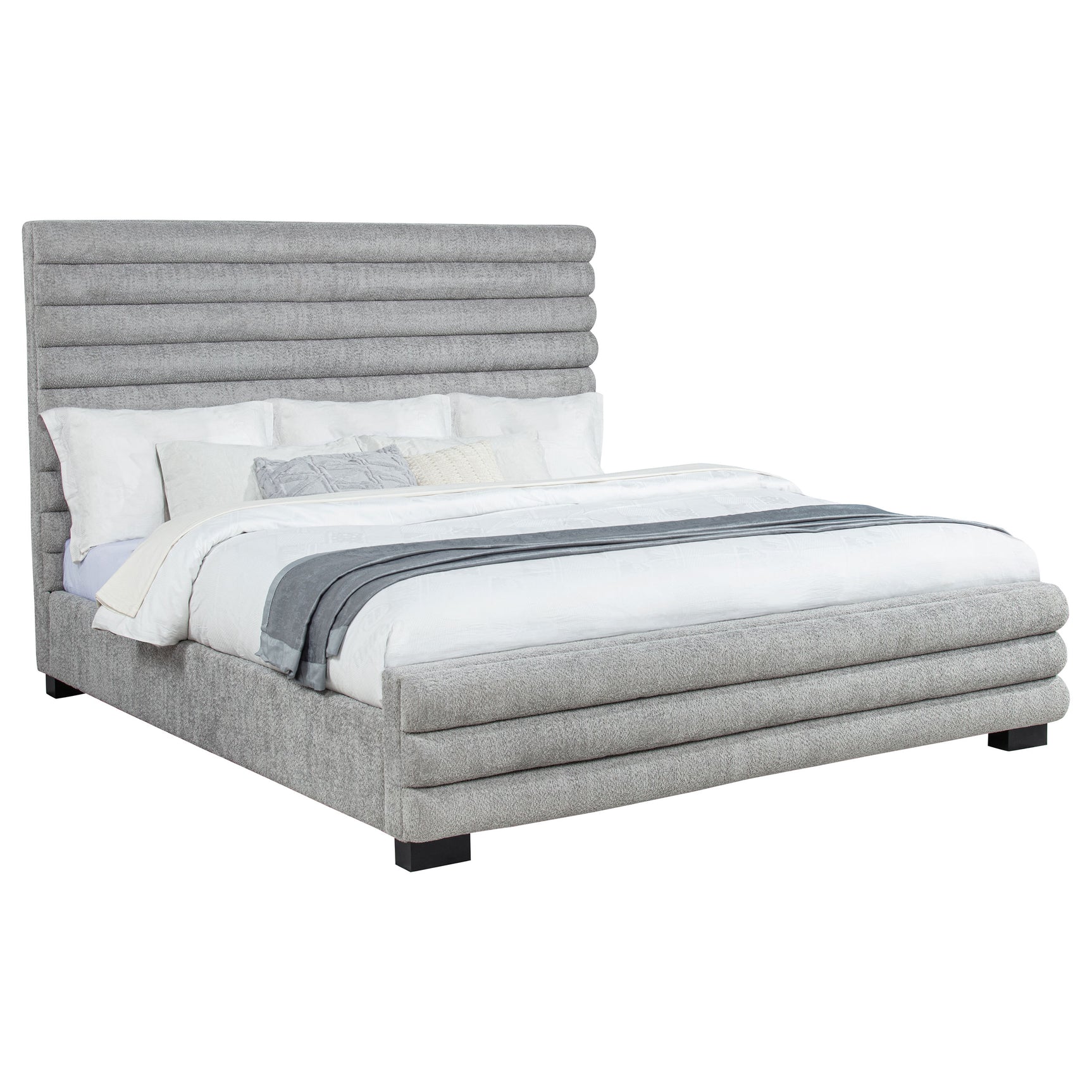 Patricia 58-inch Boucle Upholstered Eastern King Bed Grey - Tampa Furniture Outlet