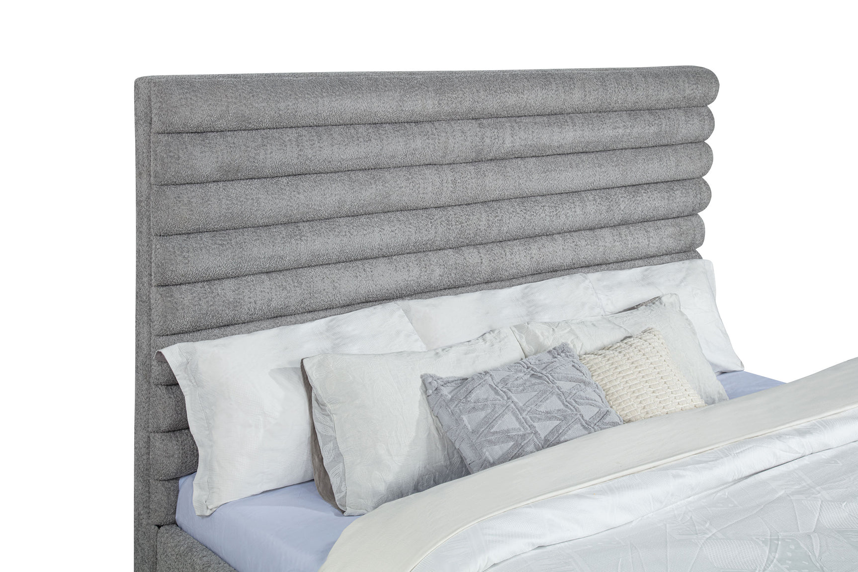 Patricia 58-inch Boucle Upholstered Eastern King Bed Grey - Tampa Furniture Outlet