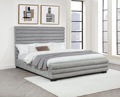 Patricia 58-inch Boucle Upholstered California King Bed Grey - Tampa Furniture Outlet
