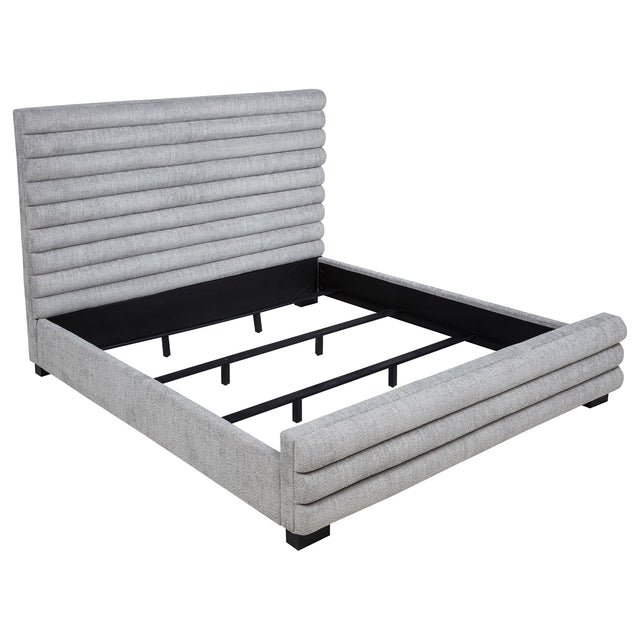 Tampa Furniture Outlet - Coaster - Patricia 58-inch Boucle Upholstered California King Bed Grey - 300719KW
