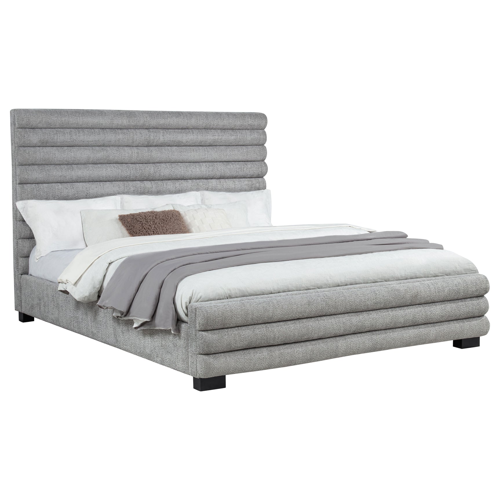 Patricia 58-inch Boucle Upholstered California King Bed Grey - Tampa Furniture Outlet