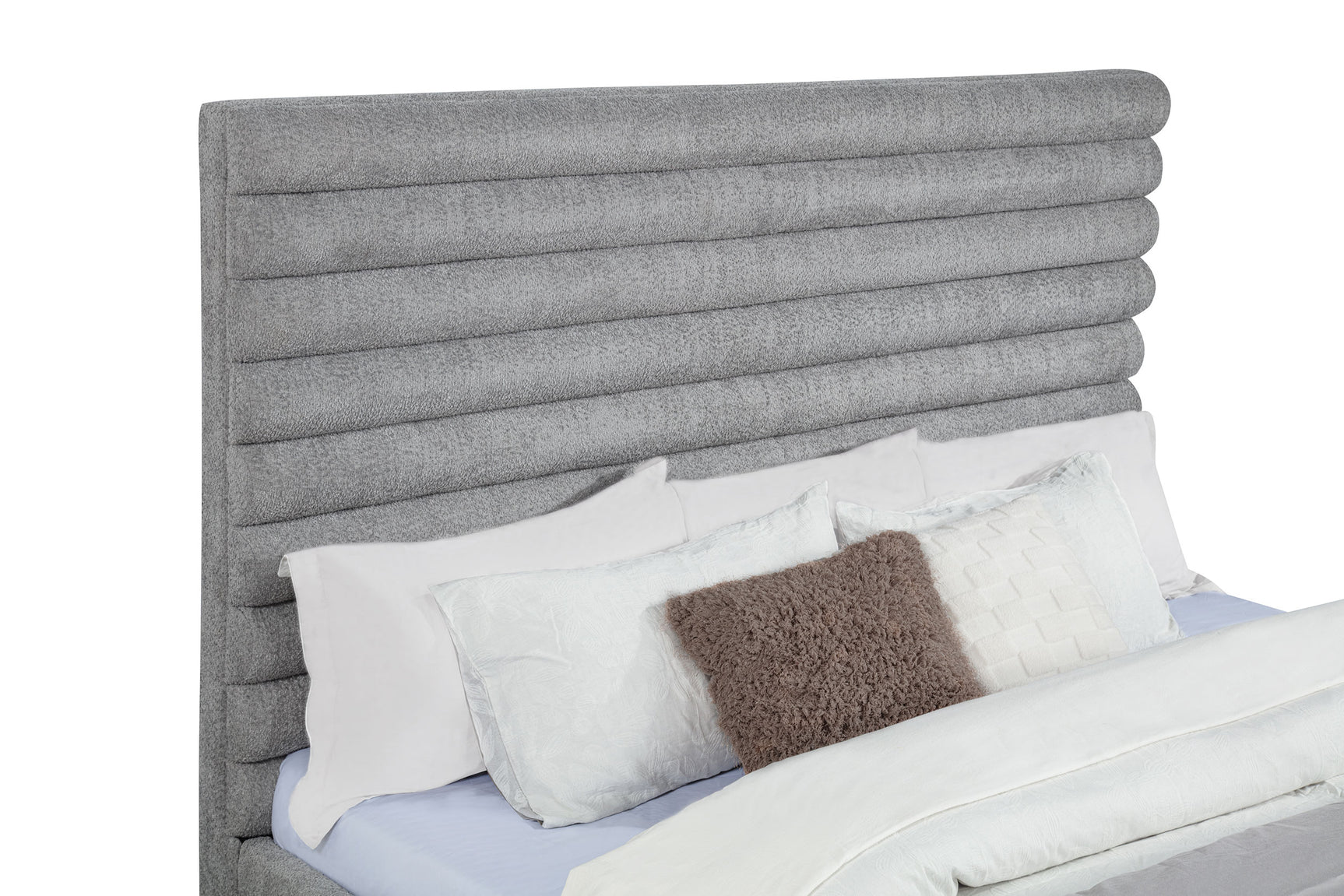Patricia 58-inch Boucle Upholstered California King Bed Grey - Tampa Furniture Outlet