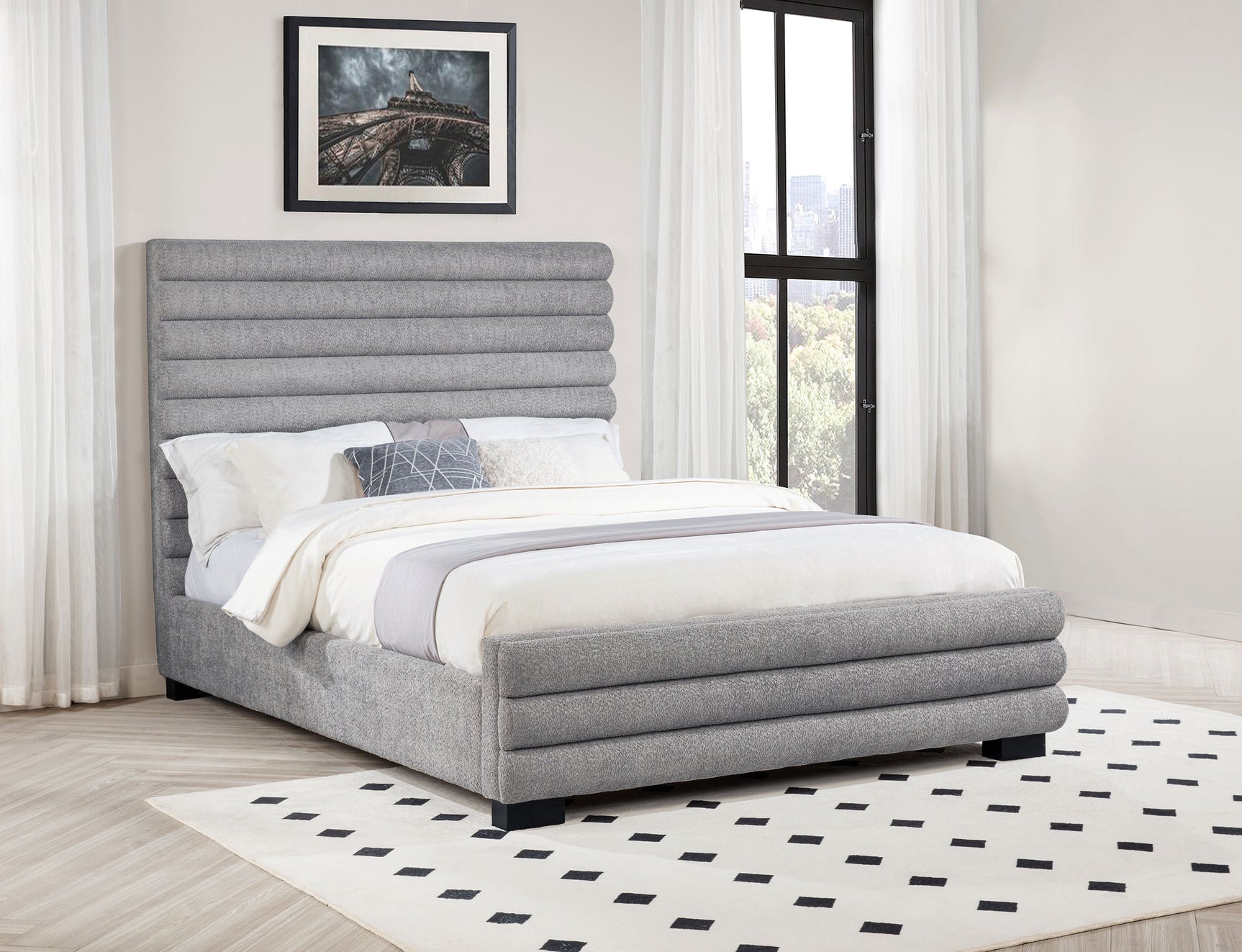 Patricia 58-inch Boucle Upholstered Queen Bed Grey - Tampa Furniture Outlet
