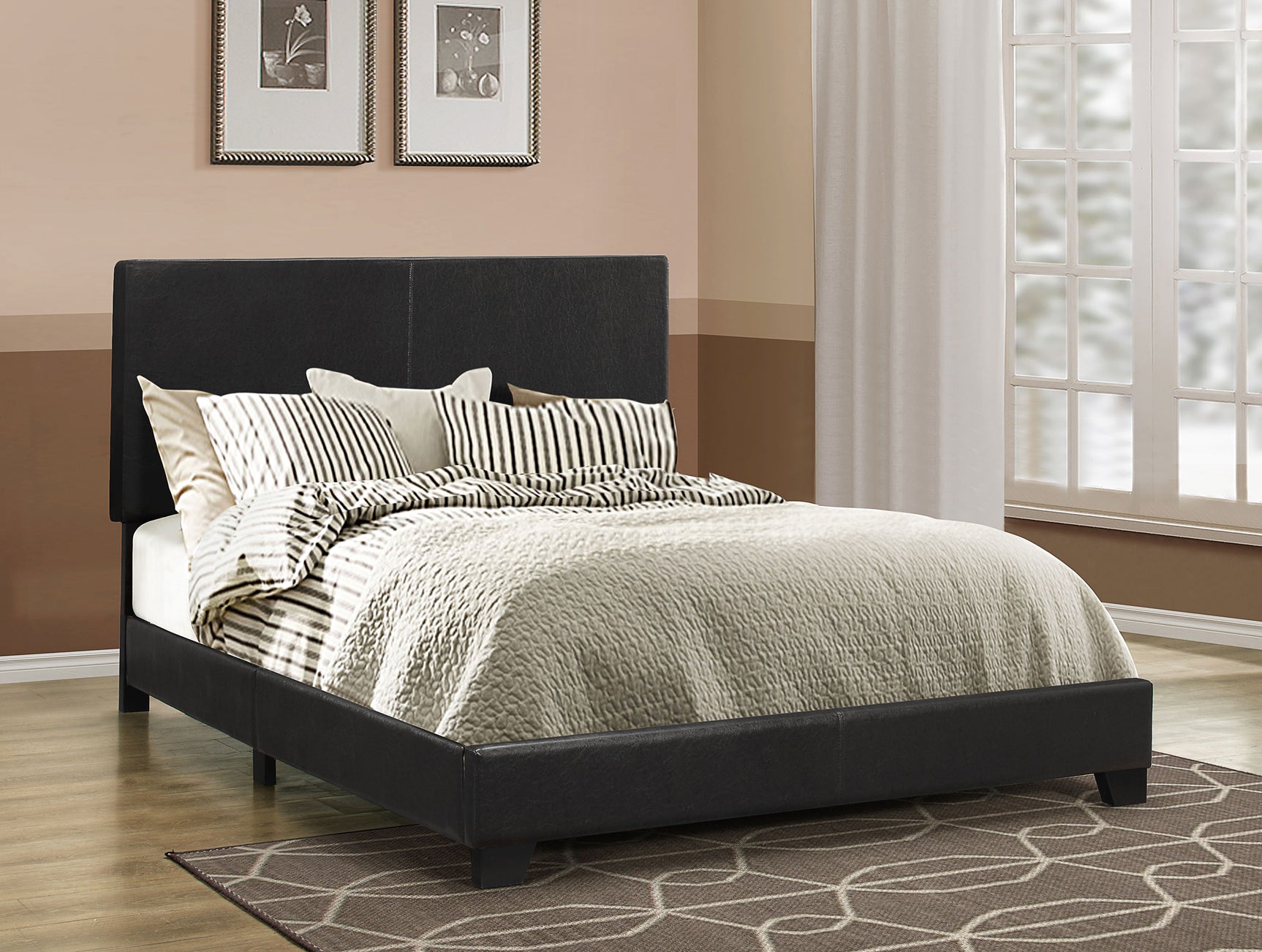 Dorian Faux Leather Upholstered Queen Panel Bed Black - Tampa Furniture Outlet
