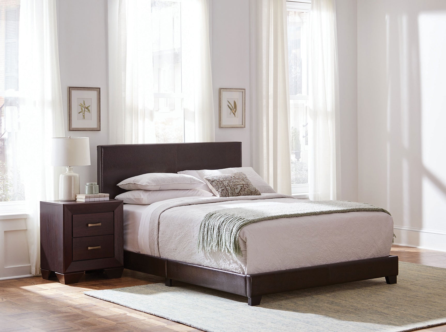 Dorian Faux Leather Upholstered Full Panel Bed Brown - Tampa Furniture Outlet