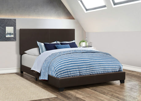 Dorian Faux Leather Upholstered California King Bed Brown - Tampa Furniture Outlet