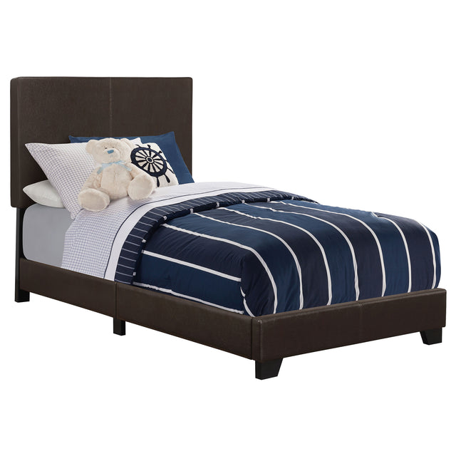 Tampa Furniture Outlet - Coaster - Dorian Faux Leather Upholstered Twin Panel Bed Brown - 300762T