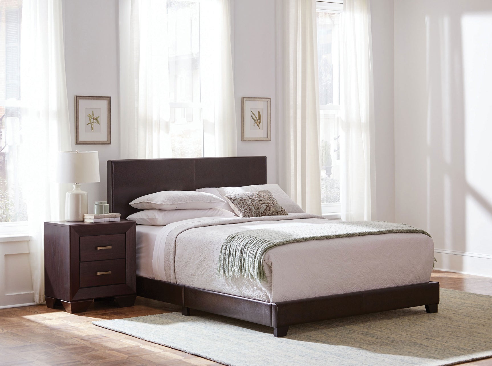 Dorian Faux Leather Upholstered Twin Panel Bed Brown - Tampa Furniture Outlet