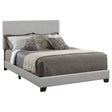 Tampa Furniture Outlet - Coaster - Dorian Faux Leather Upholstered Eastern King Panel Bed Grey - 300763KE