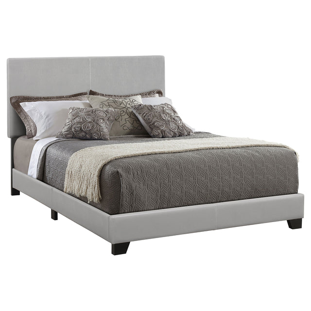 Tampa Furniture Outlet - Coaster - Dorian Faux Leather Upholstered Eastern King Panel Bed Grey - 300763KE