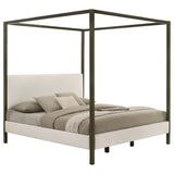 Monroe Upholstered Eastern King Canopy Bed Vanilla - Tampa Furniture Outlet