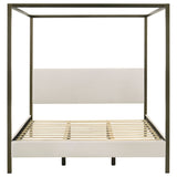 Monroe Upholstered Eastern King Canopy Bed Vanilla - Tampa Furniture Outlet