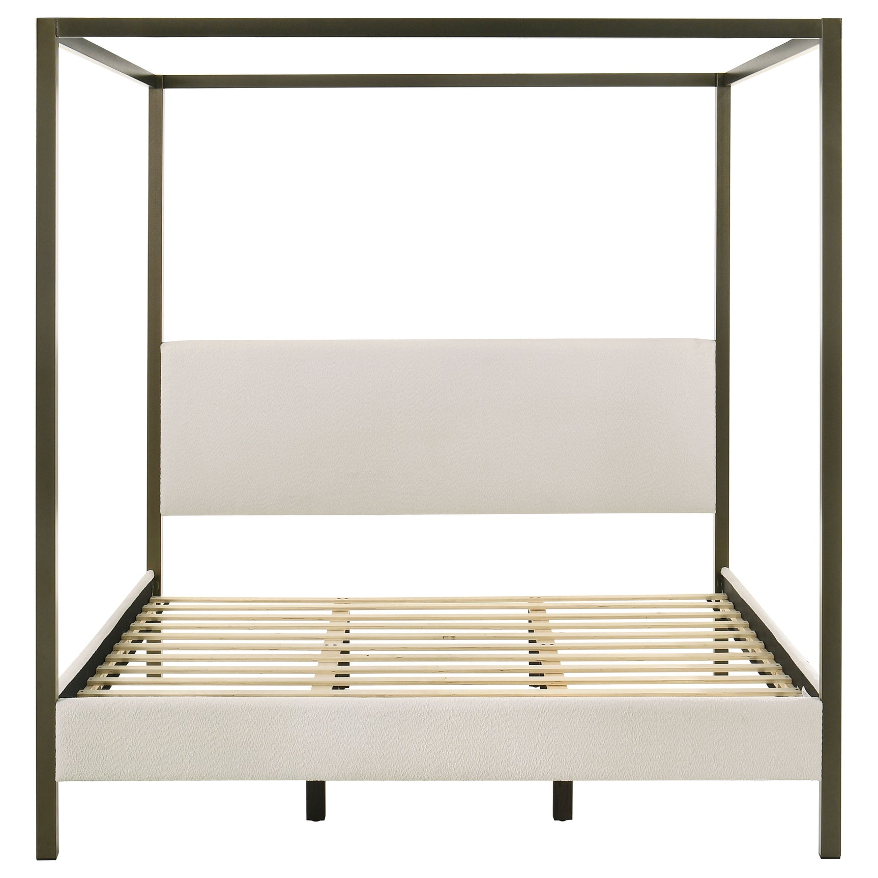 Monroe Upholstered Eastern King Canopy Bed Vanilla - Tampa Furniture Outlet