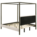 Monroe Upholstered Eastern King Canopy Bed Vanilla - Tampa Furniture Outlet