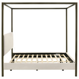 Monroe Upholstered Eastern King Canopy Bed Vanilla - Tampa Furniture Outlet