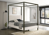 Monroe Upholstered Queen Canopy Bed Vanilla - Tampa Furniture Outlet