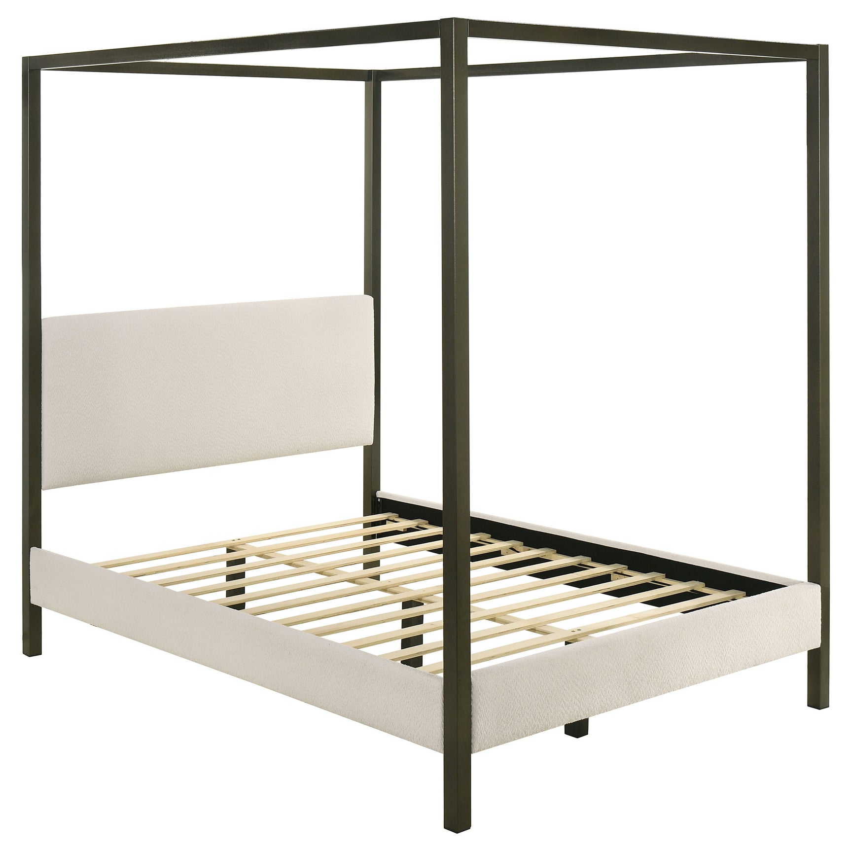 Tampa Furniture Outlet - Coaster - Monroe Upholstered Queen Canopy Bed Vanilla - 300834Q