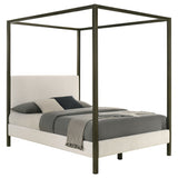 Monroe Upholstered Queen Canopy Bed Vanilla - Tampa Furniture Outlet