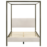 Monroe Upholstered Queen Canopy Bed Vanilla - Tampa Furniture Outlet