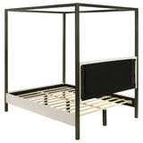 Monroe Upholstered Queen Canopy Bed Vanilla - Tampa Furniture Outlet