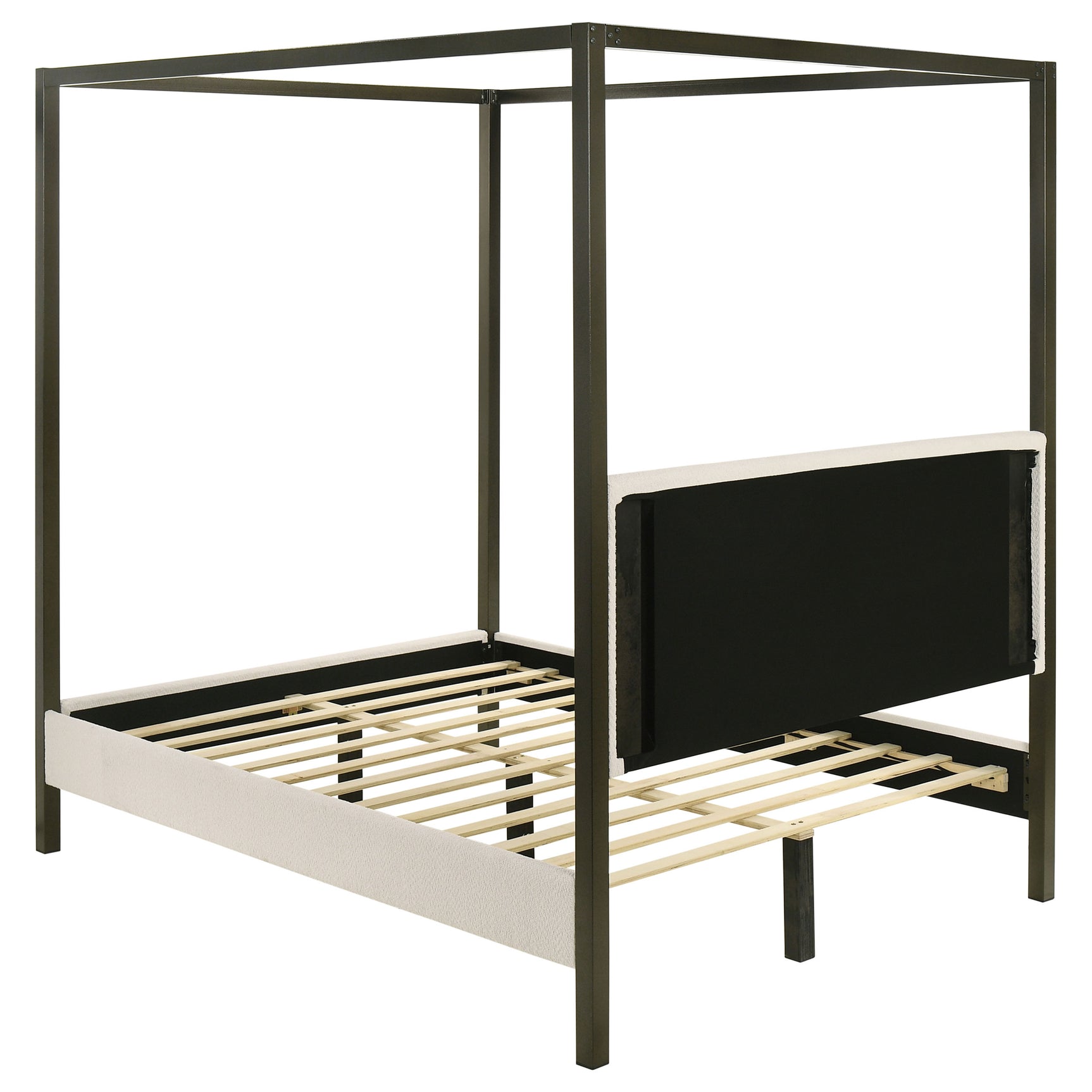 Monroe Upholstered Queen Canopy Bed Vanilla - Tampa Furniture Outlet