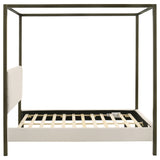 Monroe Upholstered Queen Canopy Bed Vanilla - Tampa Furniture Outlet
