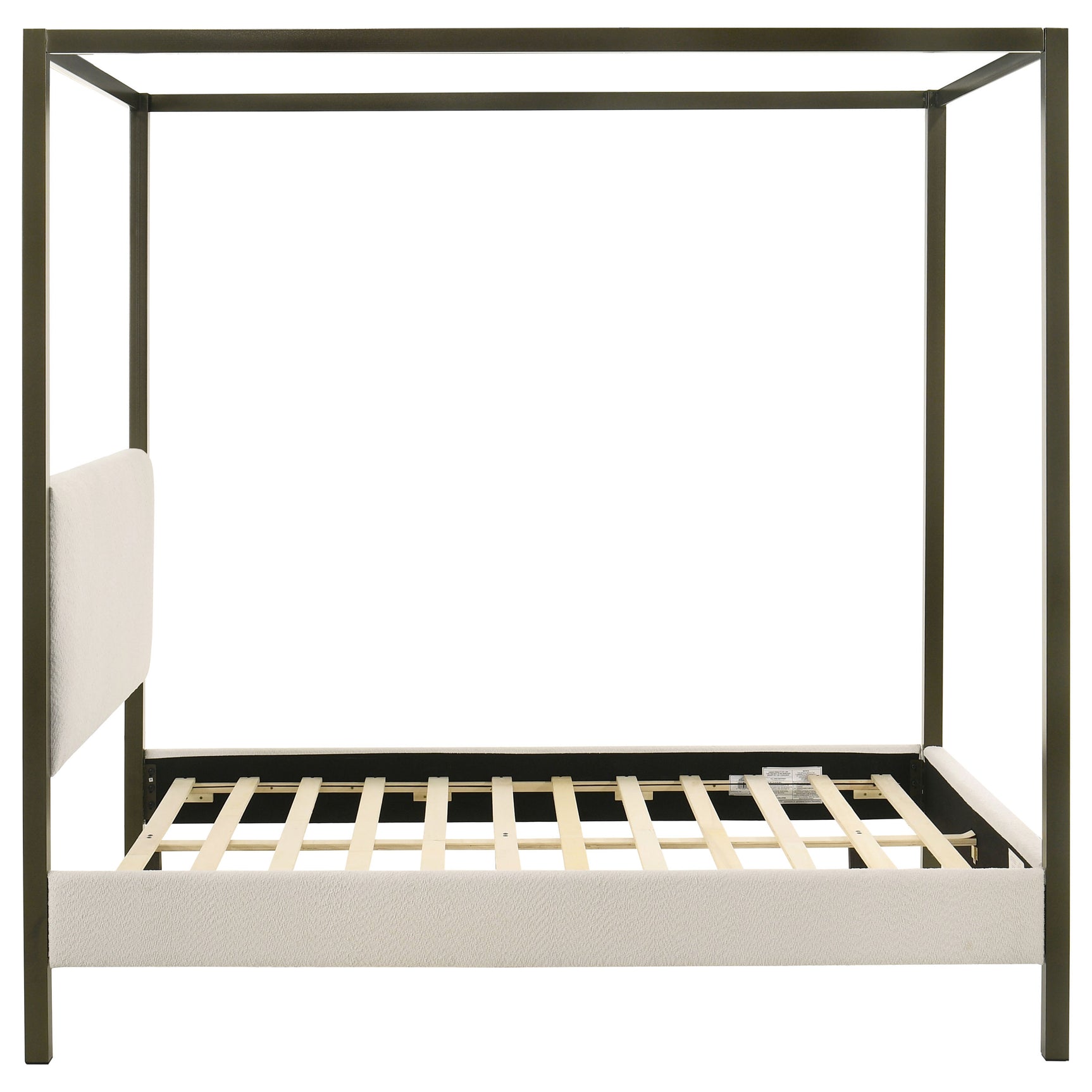 Monroe Upholstered Queen Canopy Bed Vanilla - Tampa Furniture Outlet
