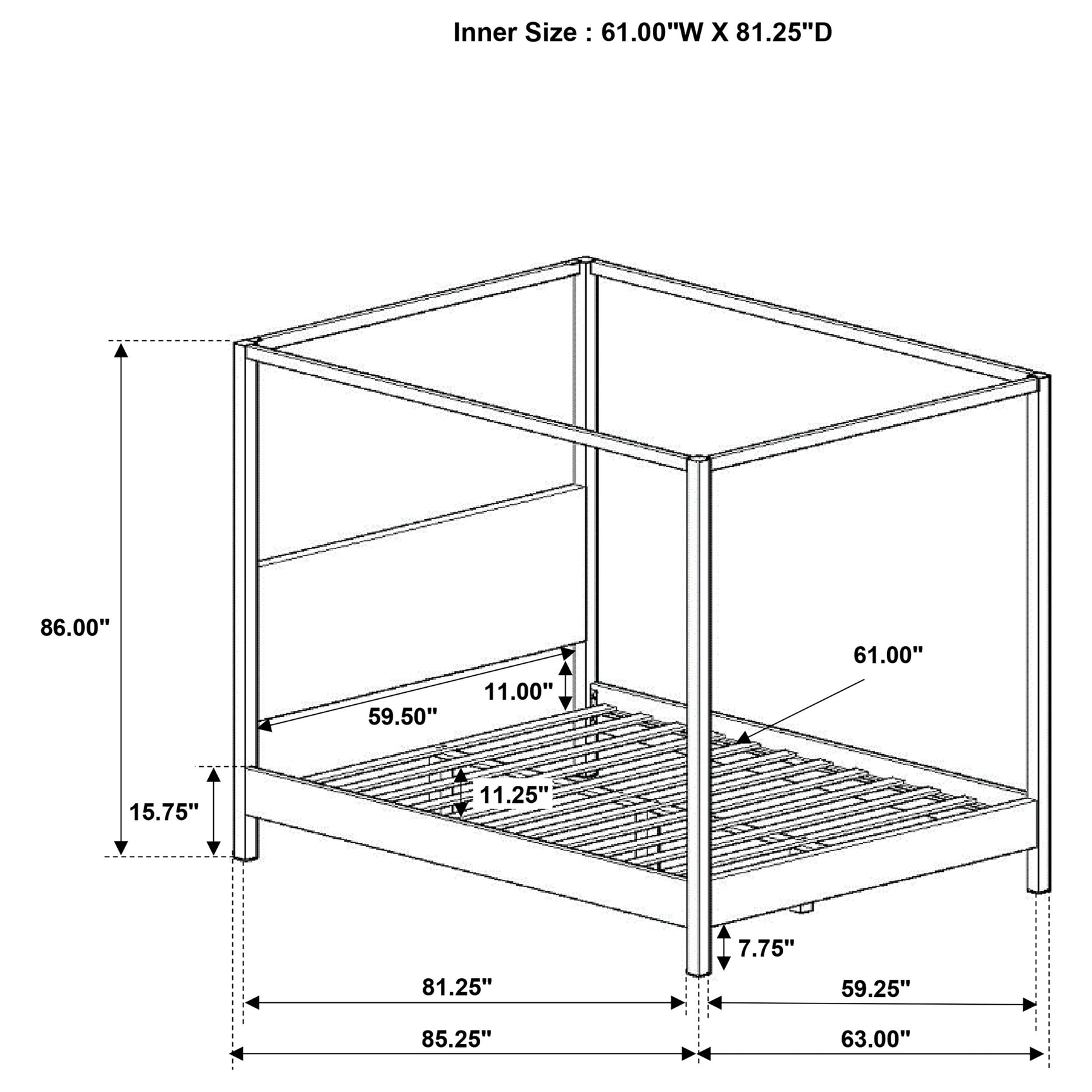 Monroe Upholstered Queen Canopy Bed Vanilla - Tampa Furniture Outlet