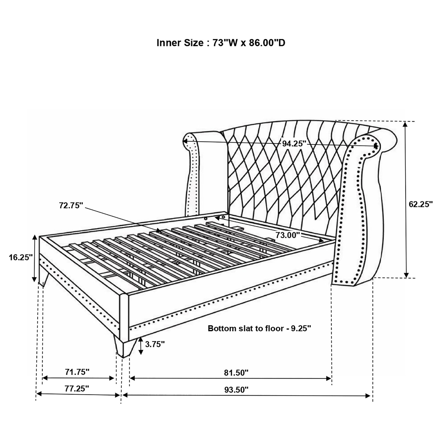 Barzini Upholstered California King Wingback Bed White - Tampa Furniture Outlet