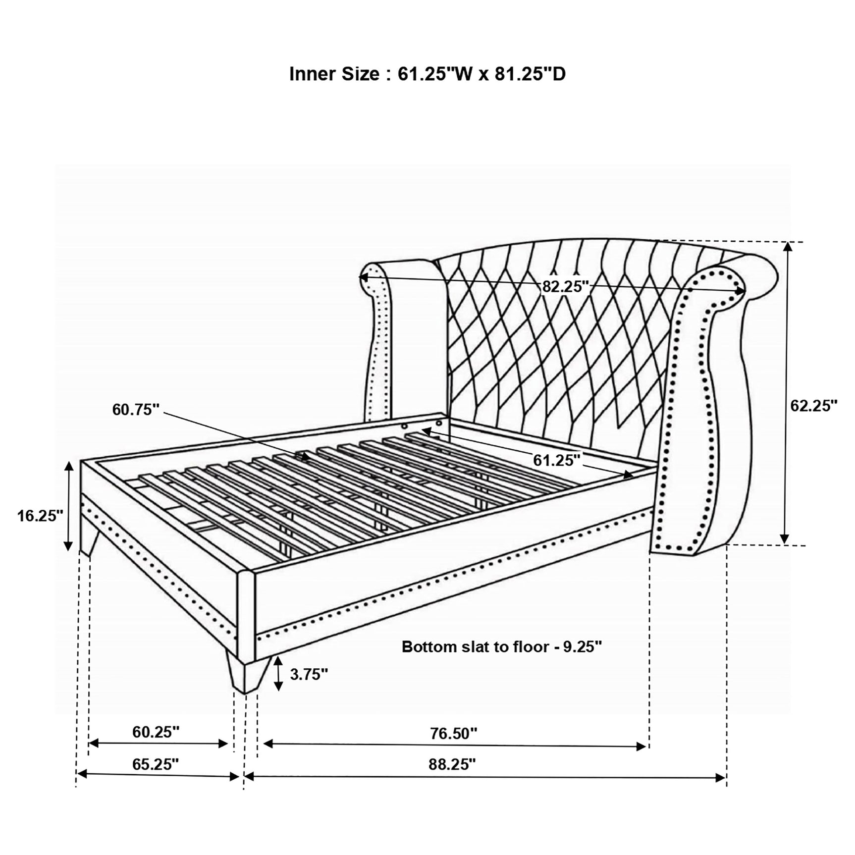 Barzini Upholstered Queen Wingback Bed White - Tampa Furniture Outlet