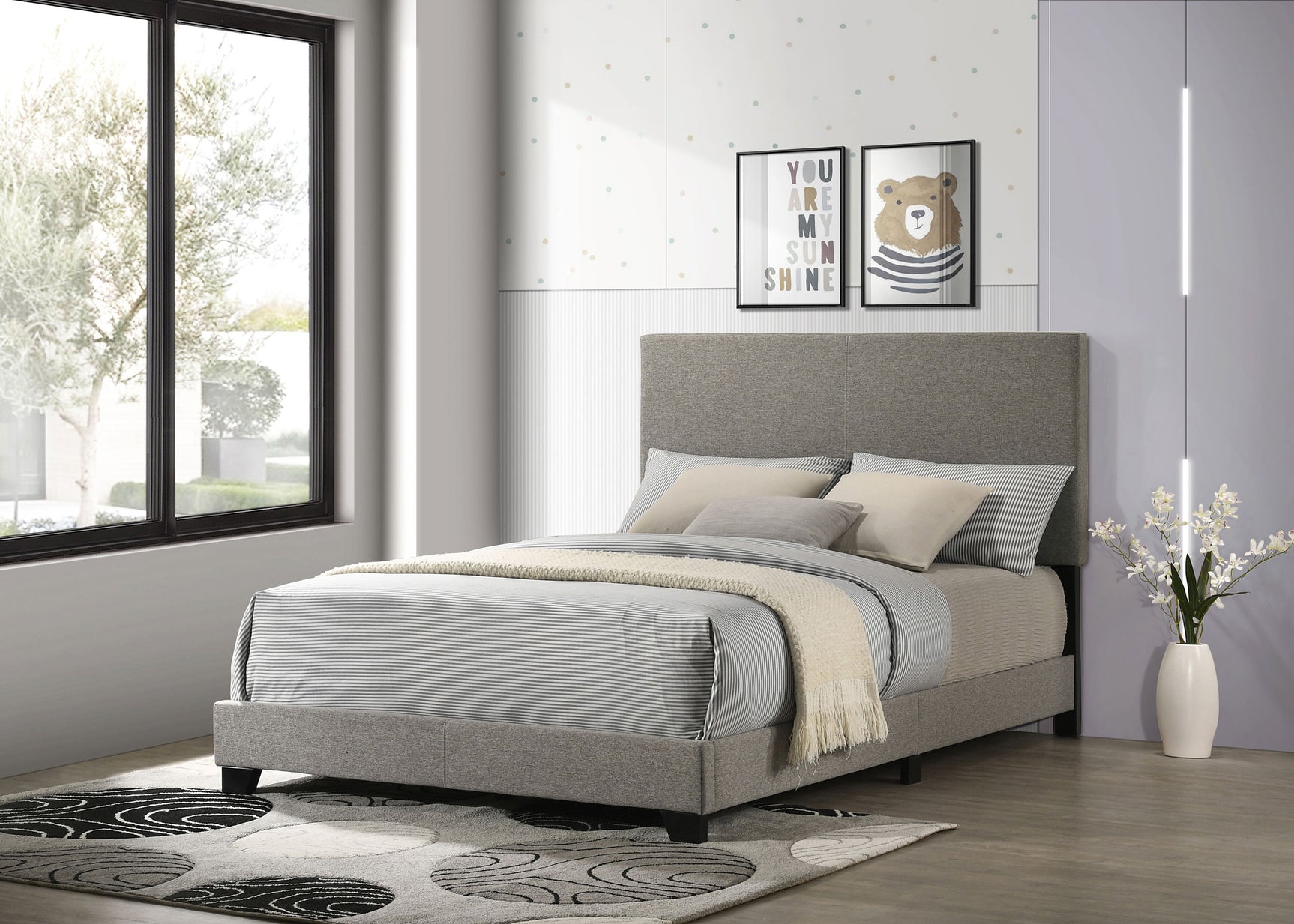 Dorian Fabric Upholstered Full Panel Bed Taupe - Tampa Furniture Outlet
