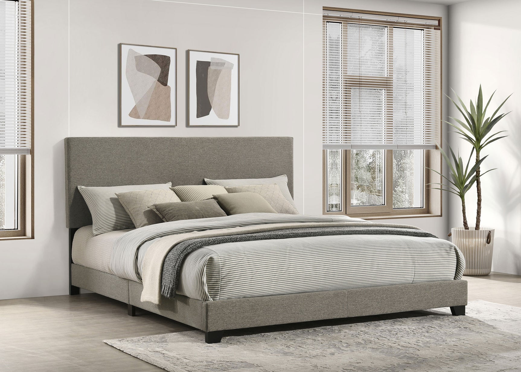 Dorian Fabric Upholstered California King Panel Bed Taupe - Tampa Furniture Outlet