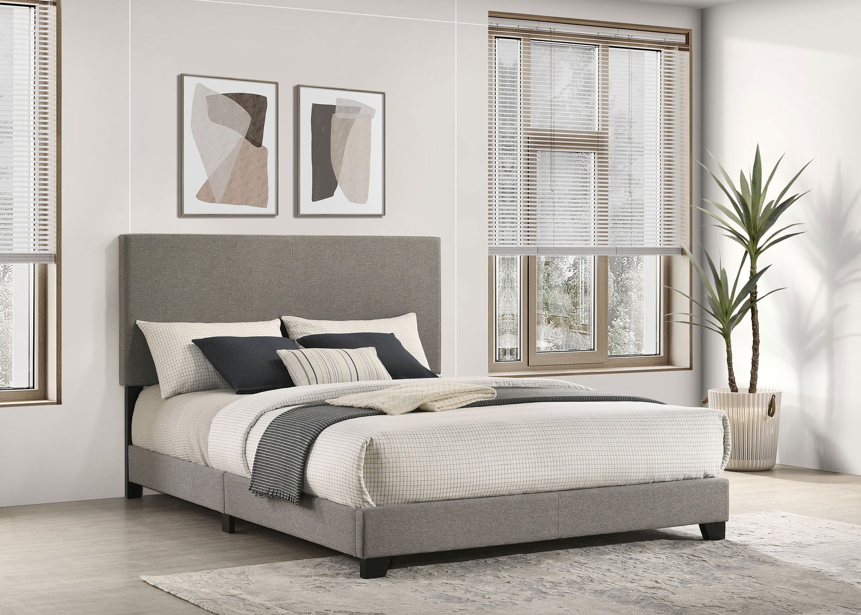 Dorian Fabric Upholstered Queen Panel Bed Taupe - Tampa Furniture Outlet