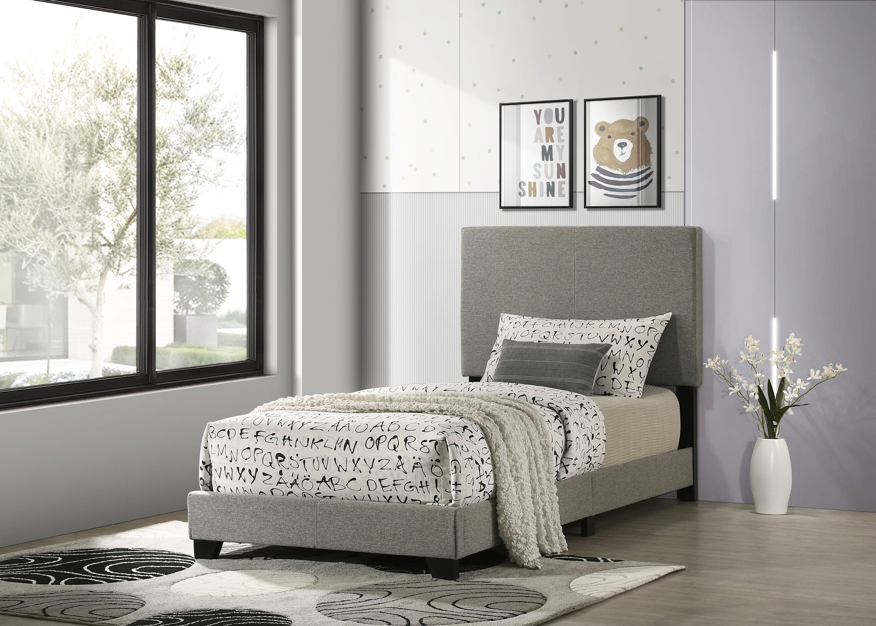 Dorian Fabric Upholstered Twin Panel Bed Taupe - Tampa Furniture Outlet