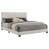 Tampa Furniture Outlet - Coaster - Dorian Fabric Upholstered Eastern King Panel Bed Cream - 300852KE