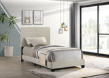 Dorian Fabric Upholstered Twin Panel Bed Cream - Tampa Furniture Outlet