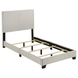 Dorian Fabric Upholstered Twin Panel Bed Cream - Tampa Furniture Outlet