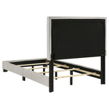 Dorian Fabric Upholstered Twin Panel Bed Cream - Tampa Furniture Outlet