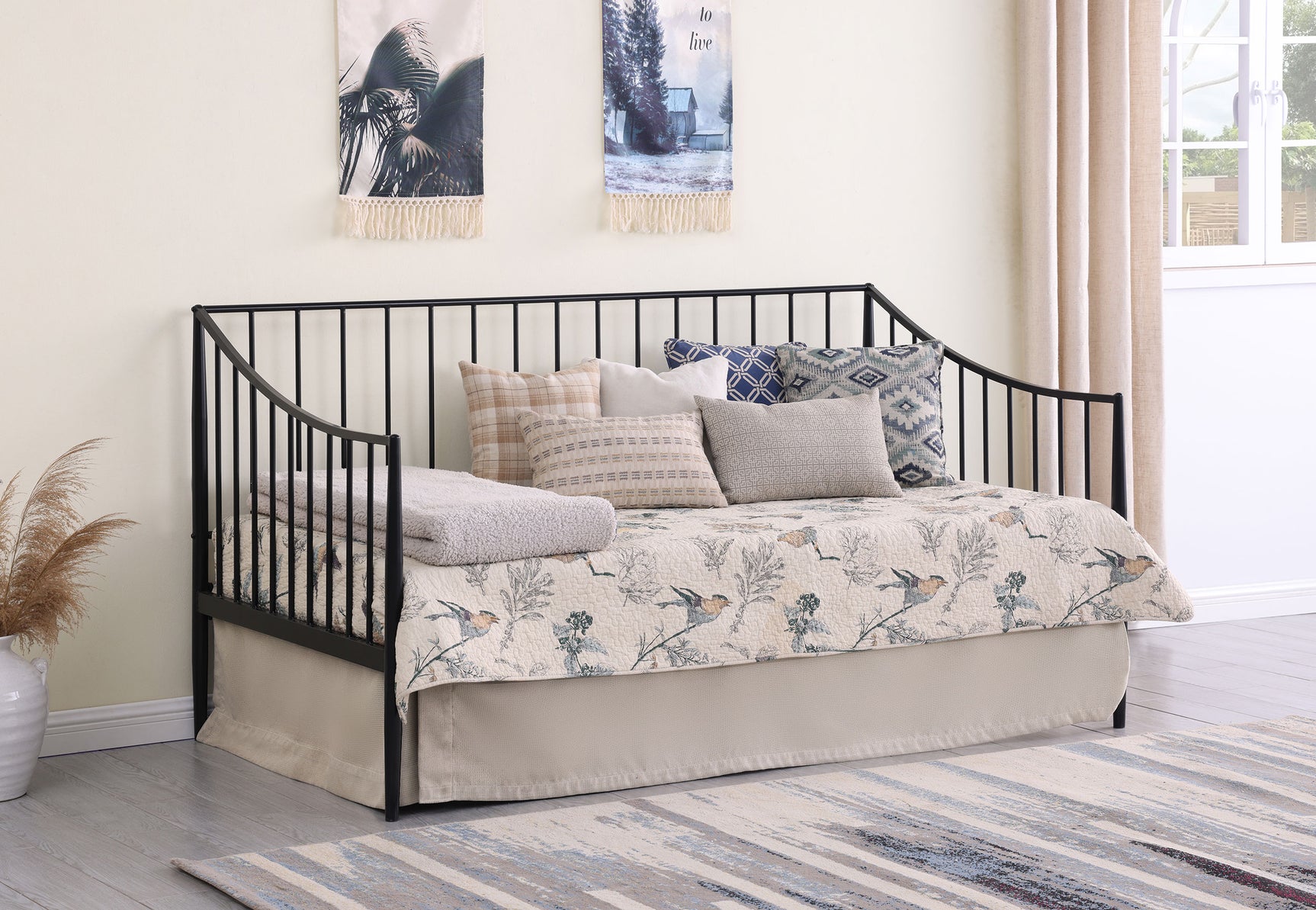 Newbury Metal Twin Daybed Bed Frame Matte Black - Tampa Furniture Outlet