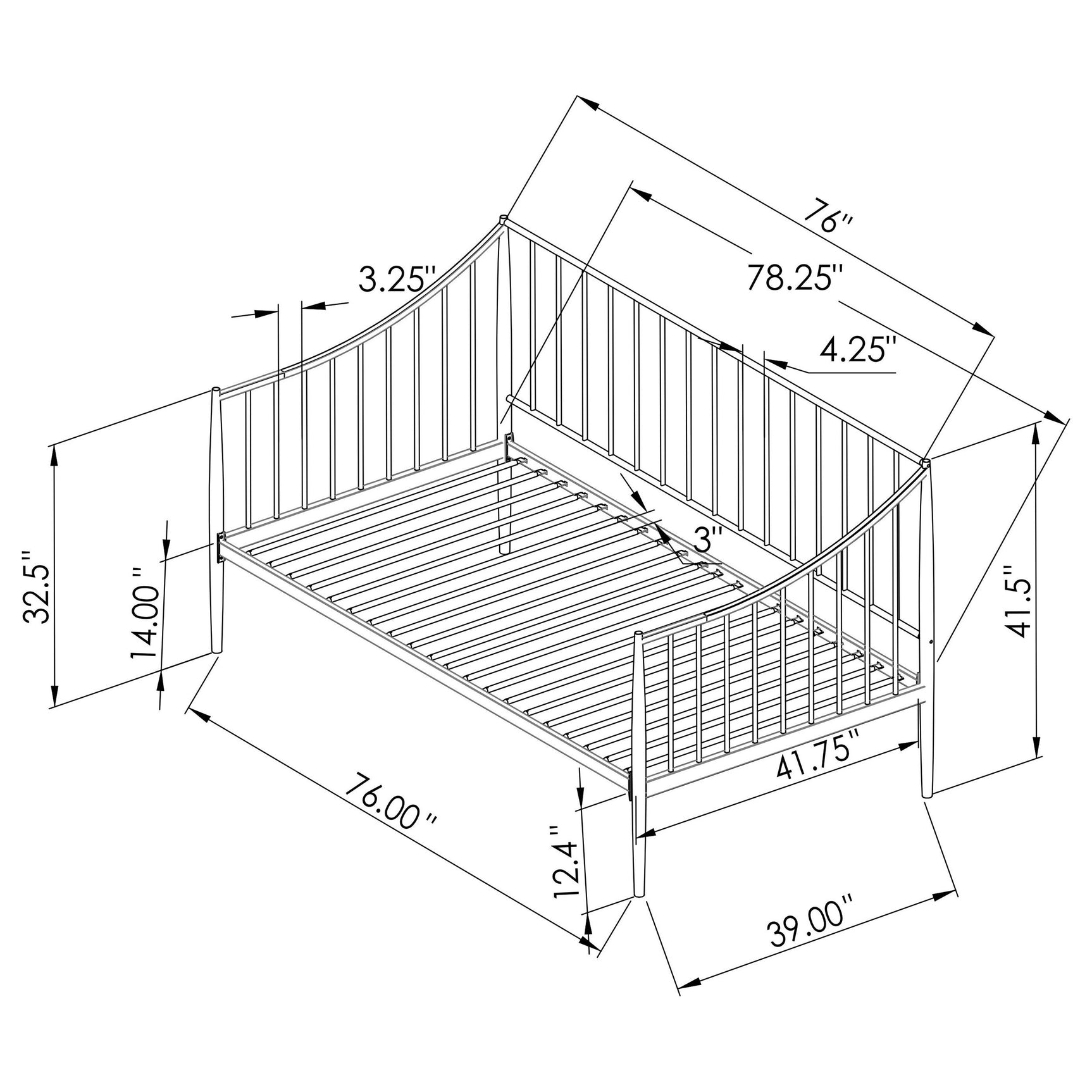 Newbury Metal Twin Daybed Bed Frame Matte Black - Tampa Furniture Outlet